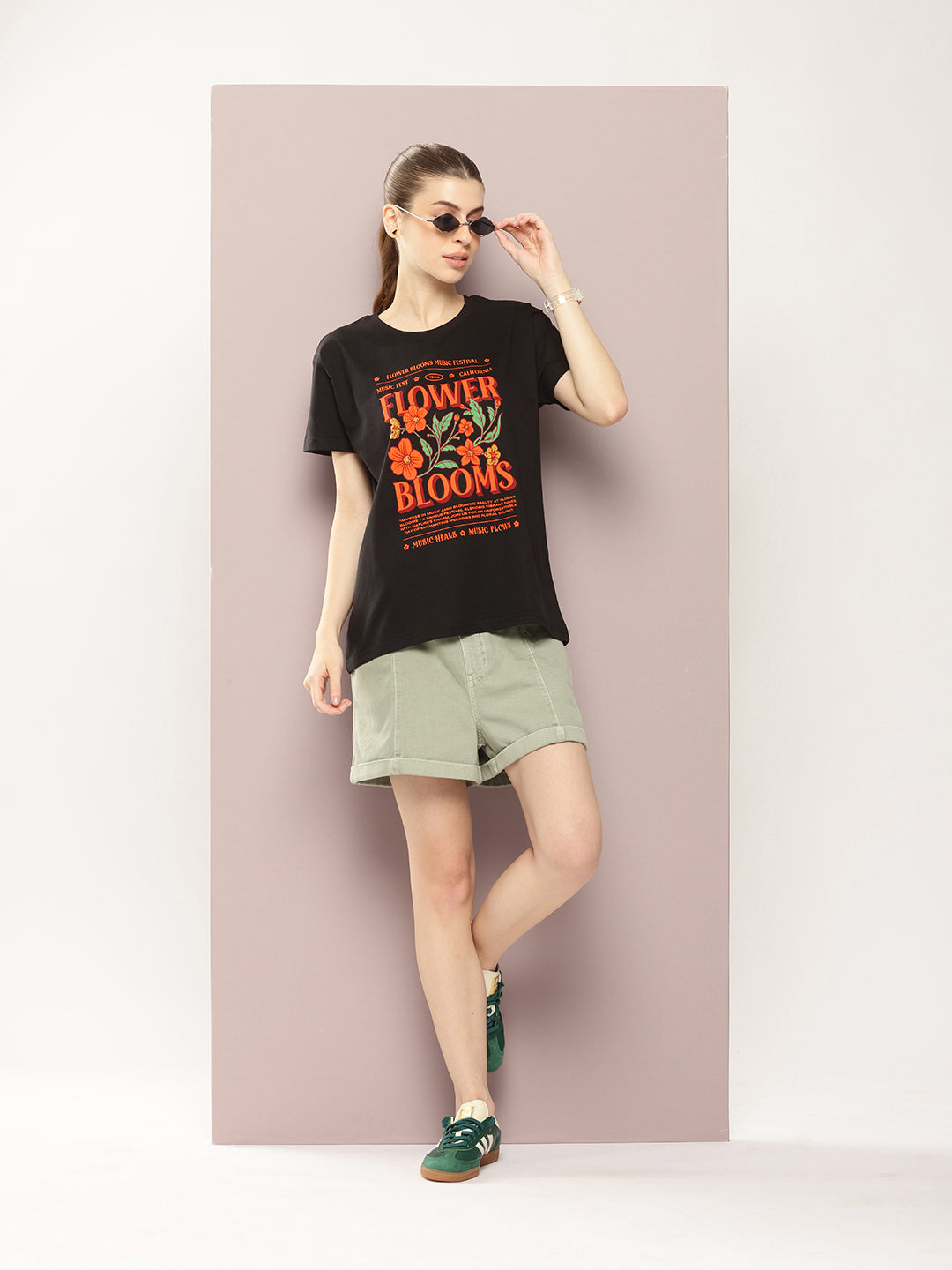Womens Half Sleeve Round Neck Printed Boxy Fit Tshirts