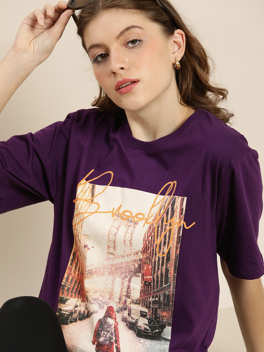 Womens Half Sleeve Round Neck Oversized Fit T-Shirts