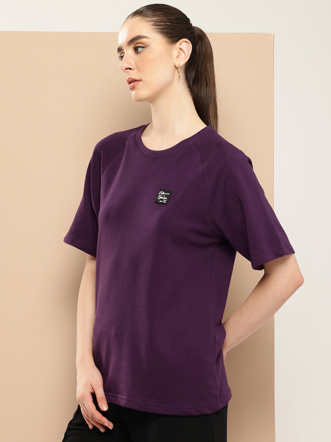 Womens Half Sleeve Round Neck Solid Oversized Fit Tshirts