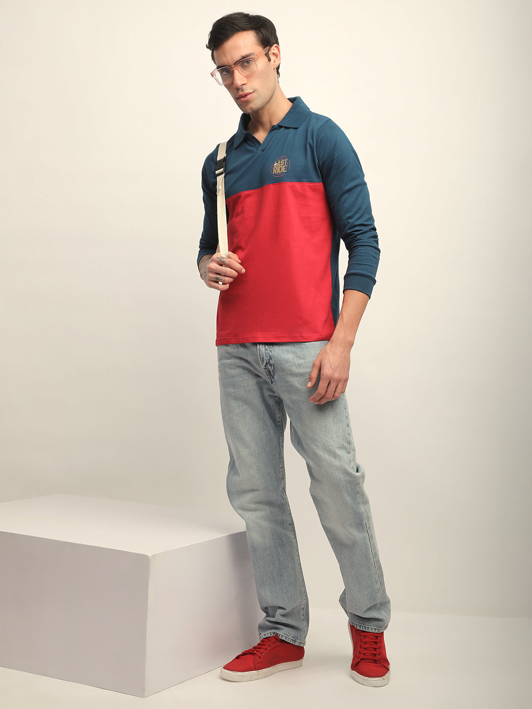 Mens Full Sleeve Polo Neck Printed Regular Fit Tshirts