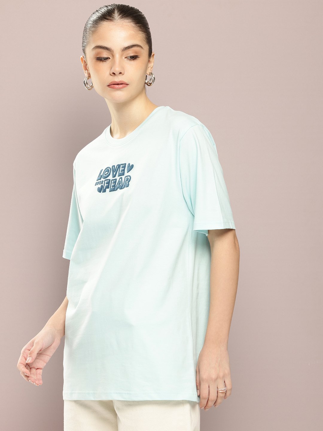 Womens Half Sleeve Round Neck Oversized Fit T-Shirts