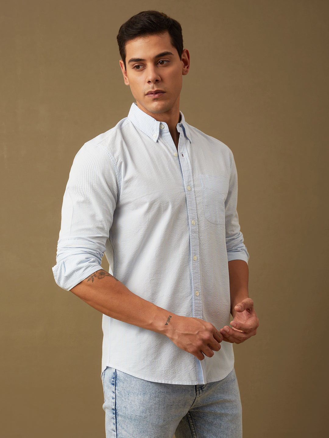 Mens Plain Full Sleeve Shirt With Pocket