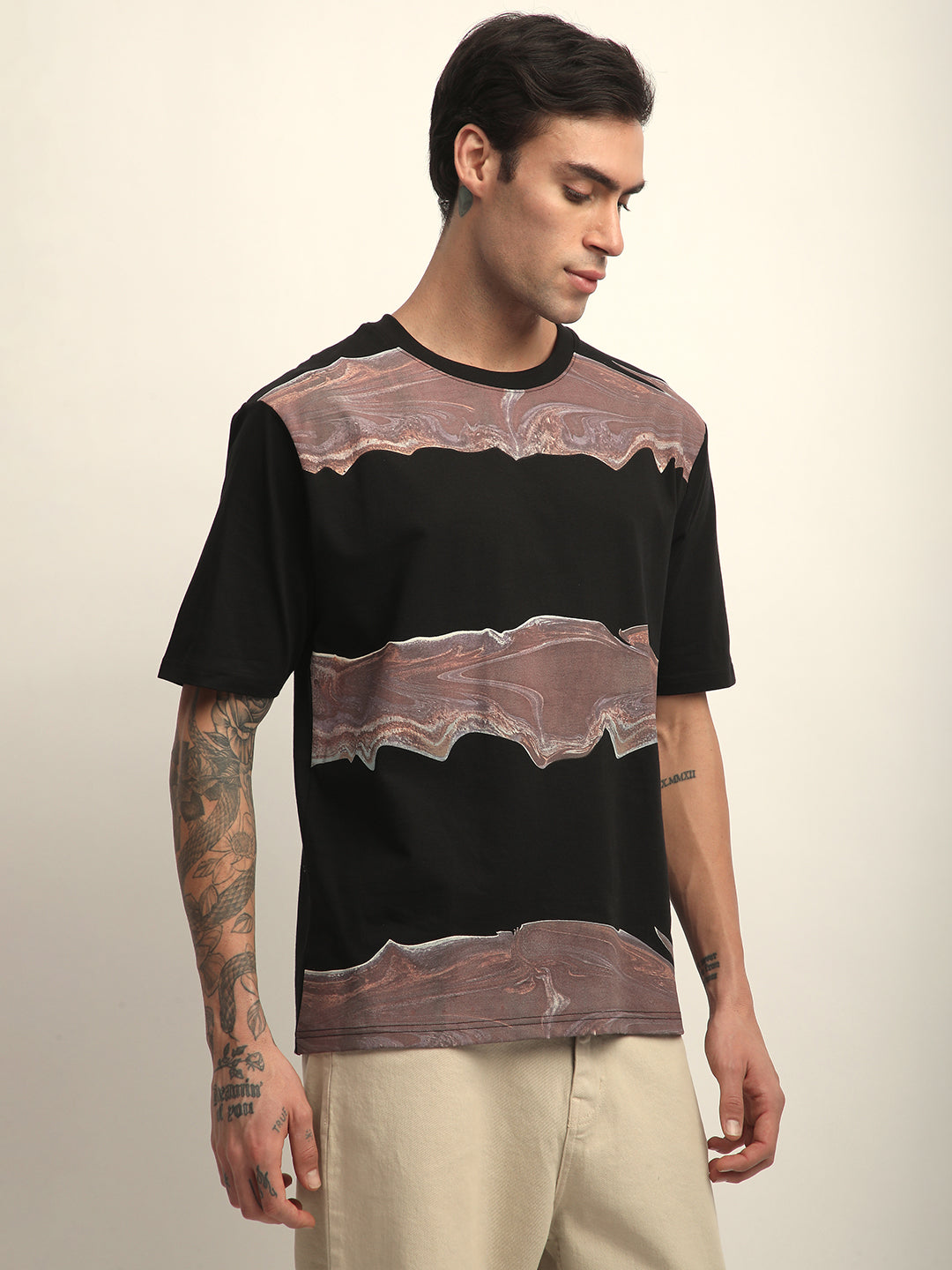 Mens Half Sleeve Round Neck Printed Oversized Fit Tshirts