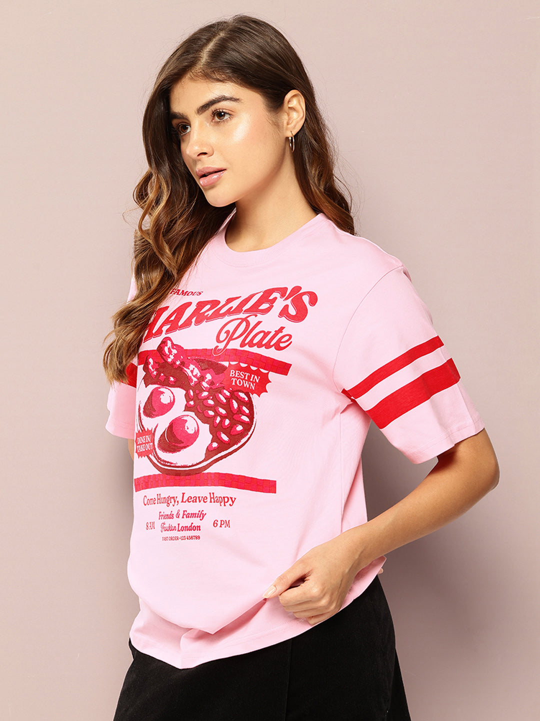 Womens Short Sleeve Printed Oversized Fit Tshirt