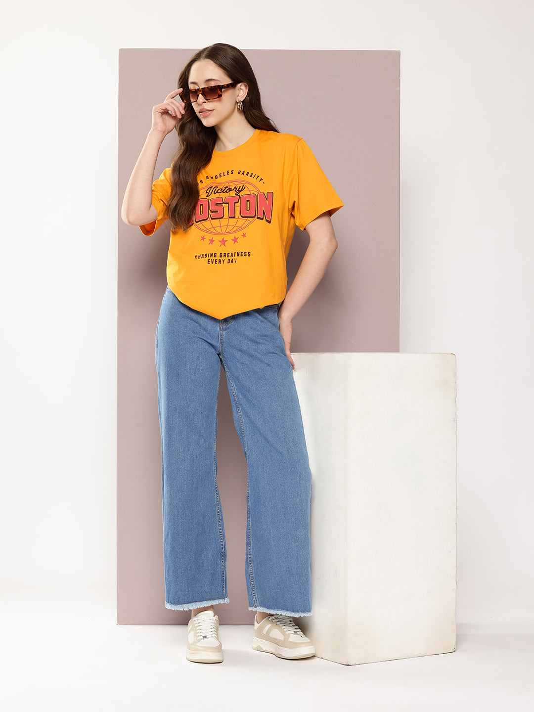 Womens Half Sleeve Round Neck Printed Oversized Fit Tshirts
