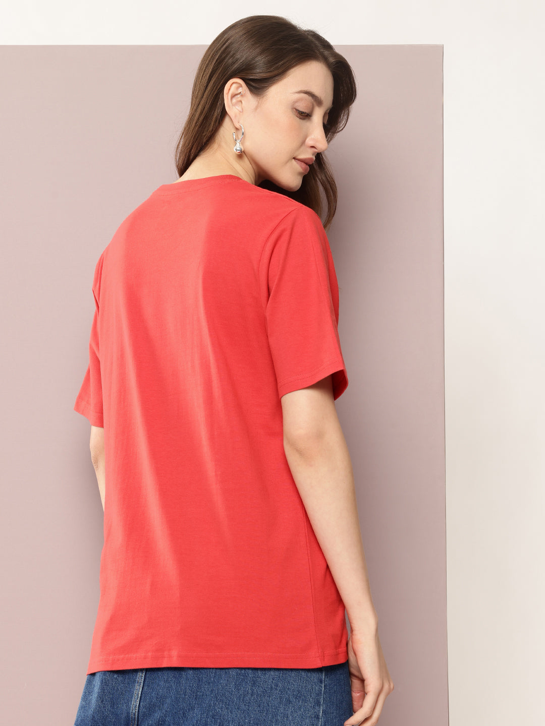 Womens Half Sleeve Round Neck Printed Oversized Fit Tshirts