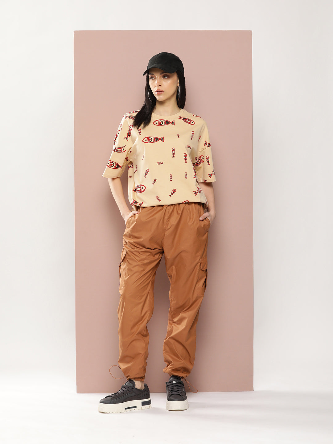 Womens Half Sleeve Drop Shoulder Printed Oversized Fit T-Shirts