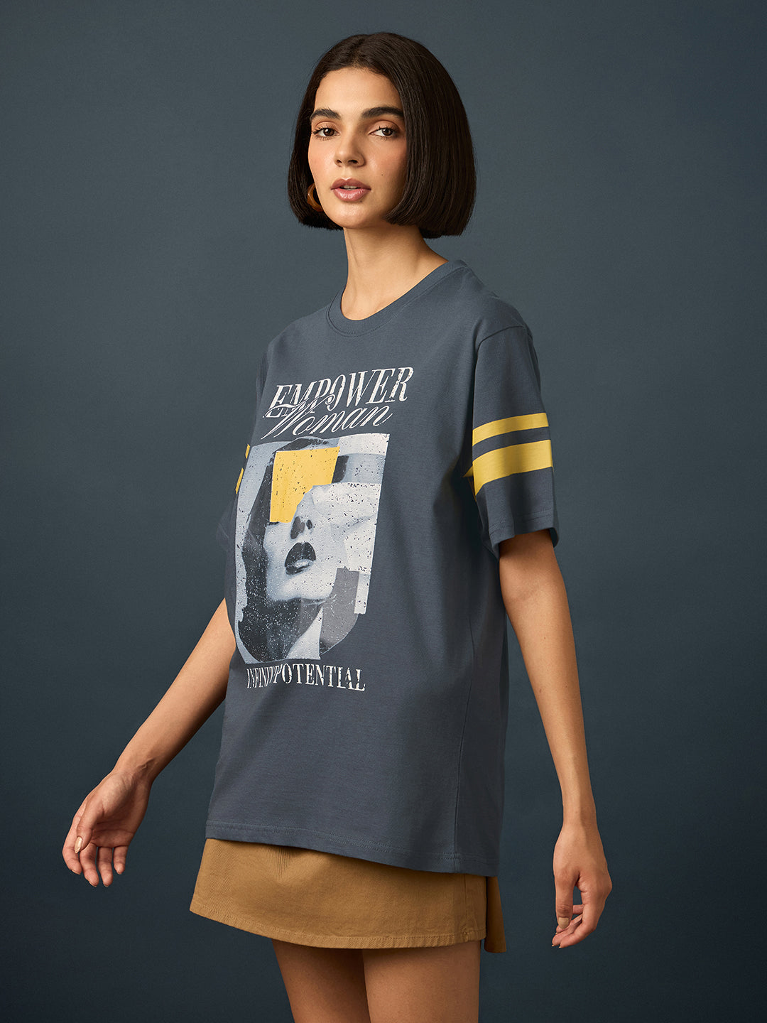 Womens Short Sleeve Printed Oversized Fit Tshirt 