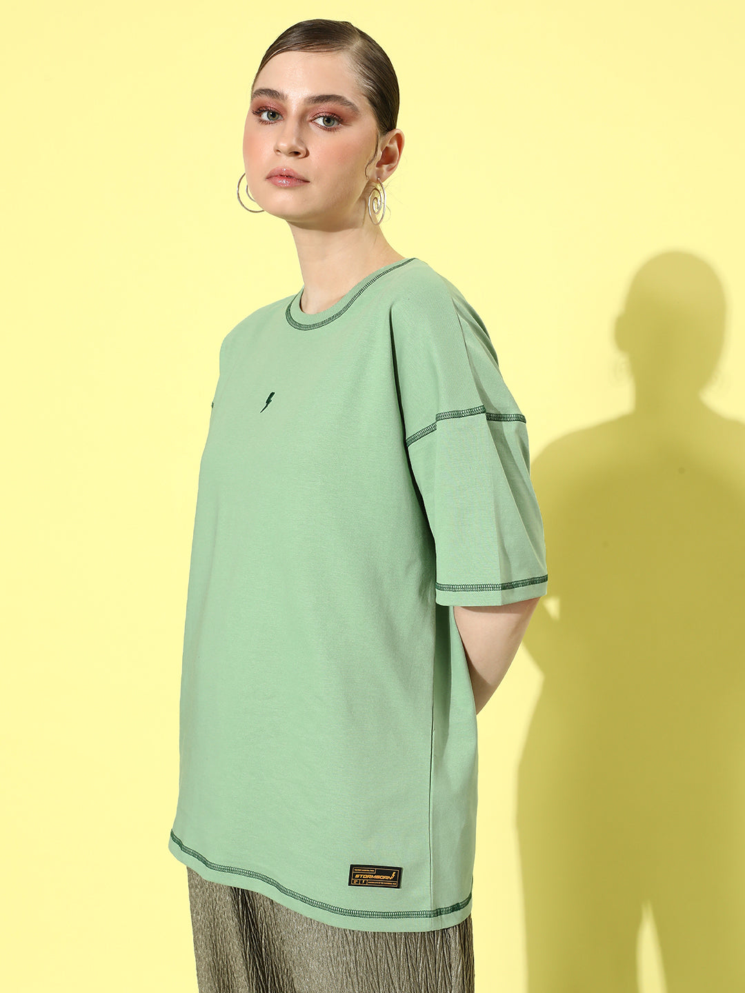Womens Half Sleeve Drop Shoulder Plain Oversized Fit T-Shirts