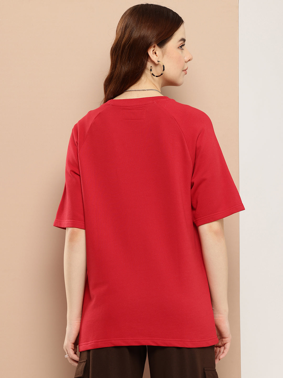 Womens Half Sleeve Round Neck Solid Oversized Fit Tshirts