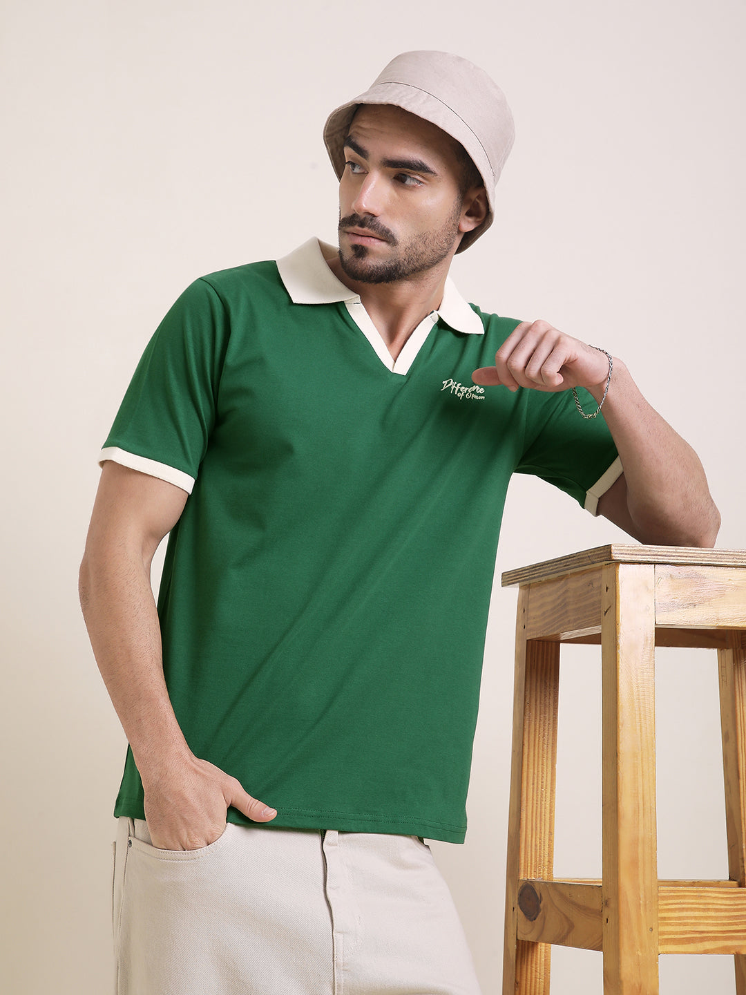 Mens Half Sleeve Polo Neck Back Printed Relaxed Fit Tshirts