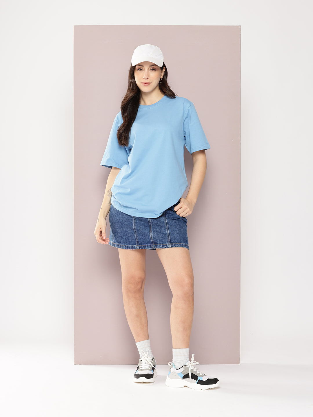 Womens Half Sleeve Round Neck Solid Oversized Fit Tshirts