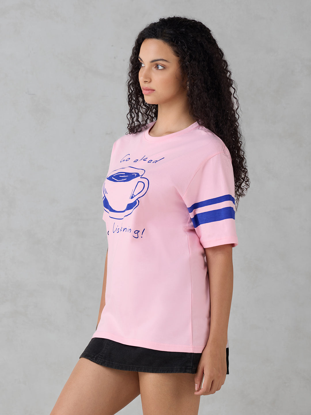 Womens Half Sleeve Printed Oversized Fit Tshirt
