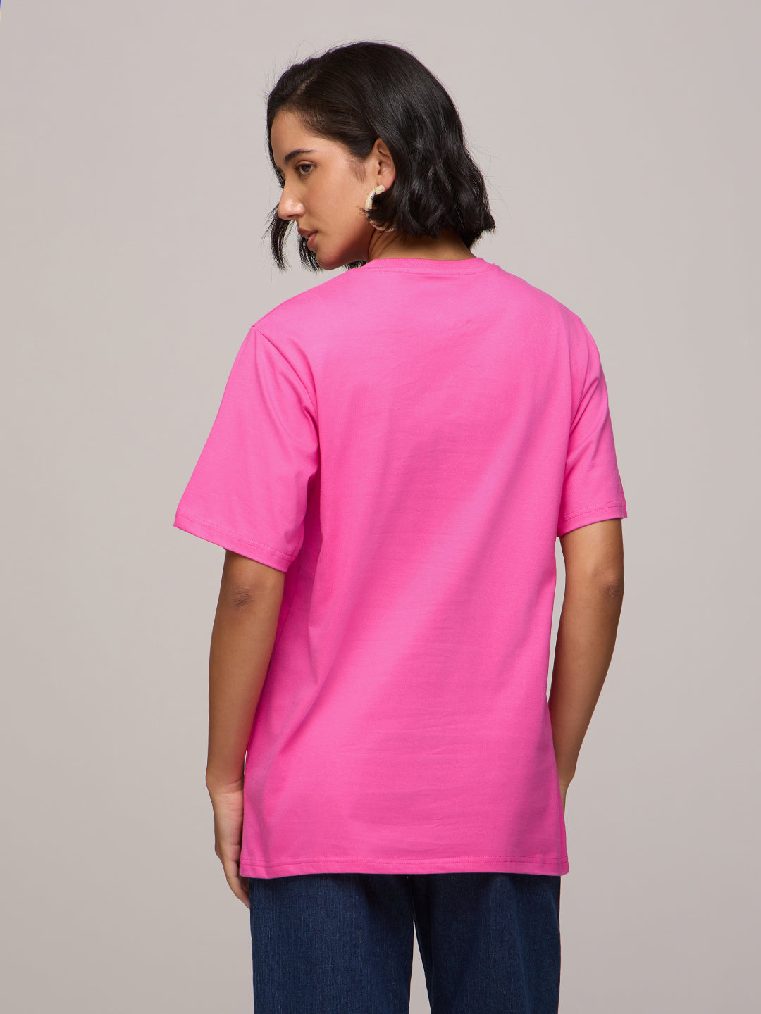 Womens Printed Oversized Fit Cotton T-Shirt