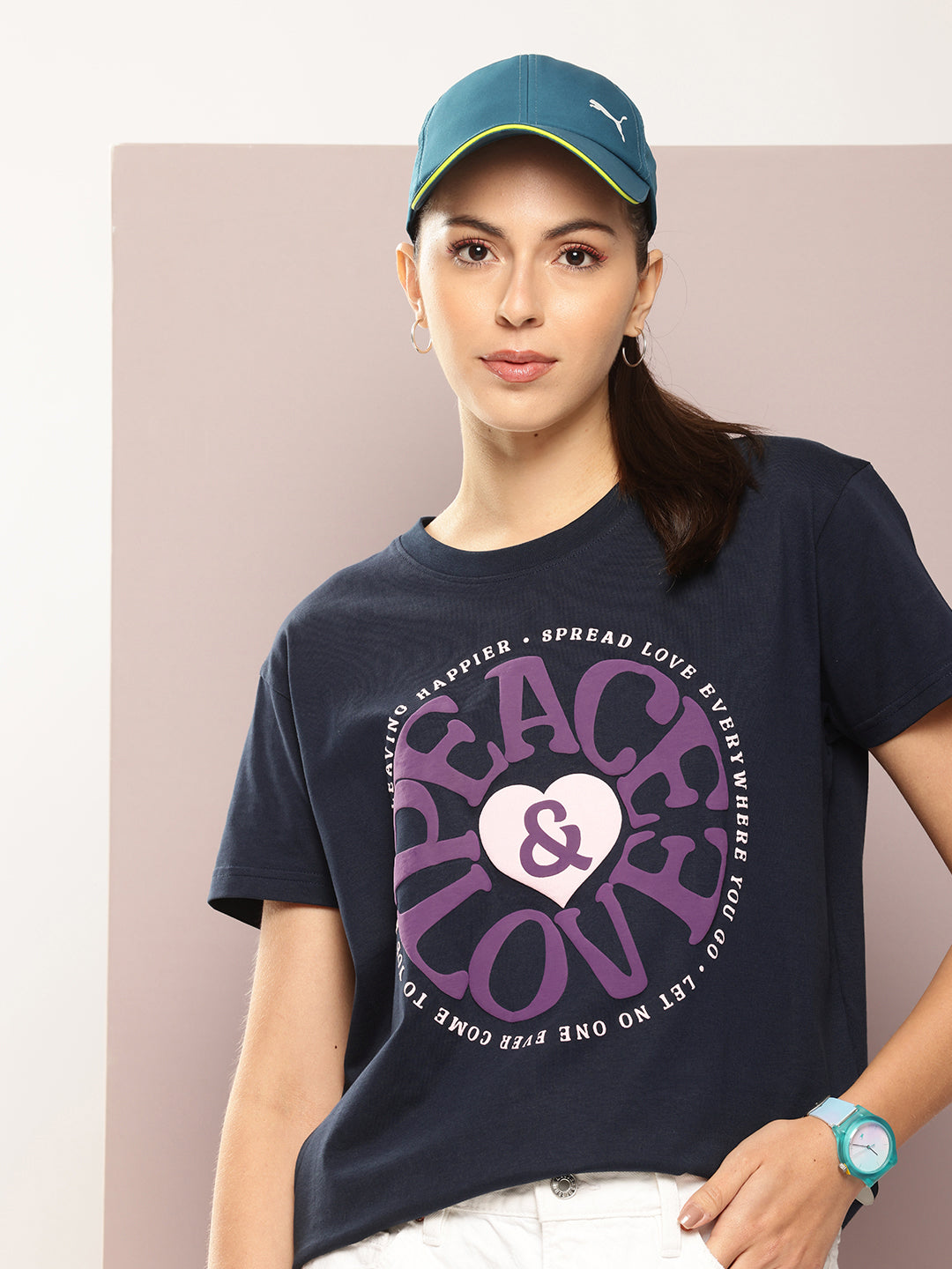 Womens Half Sleeve Round Neck Printed Boxy Fit Tshirts