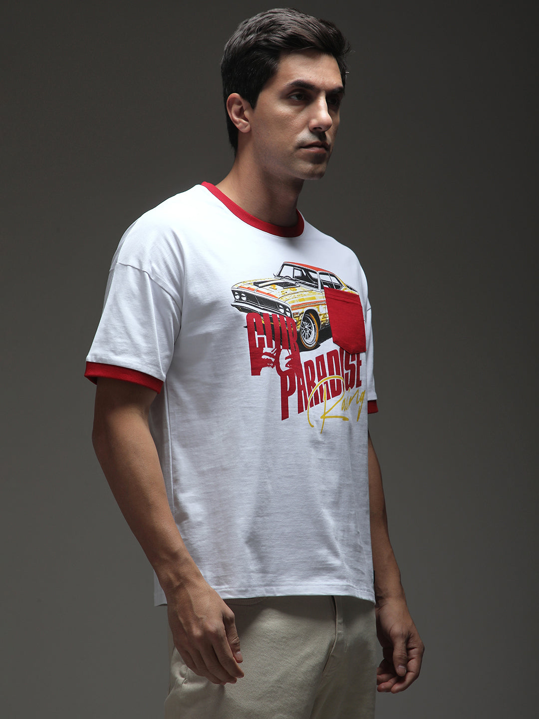 Mens Half Sleeve Drop Shoulder Printed Oversized Fit T-Shirts