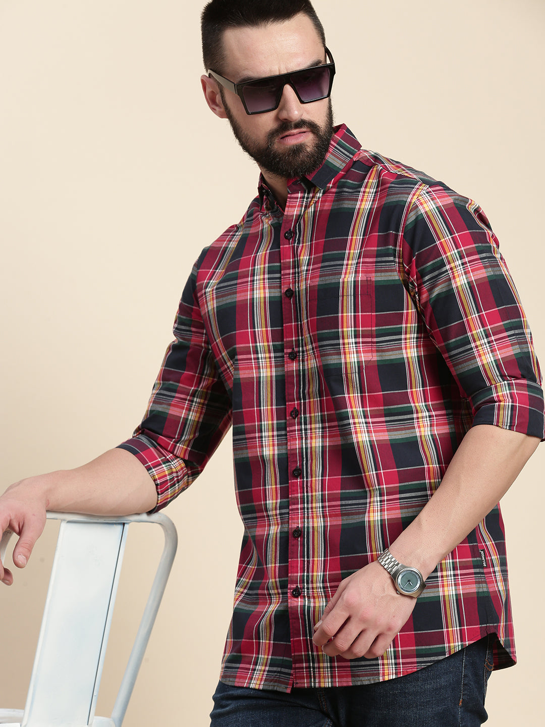 Men Checked Full Sleeve Shirt With Pocket