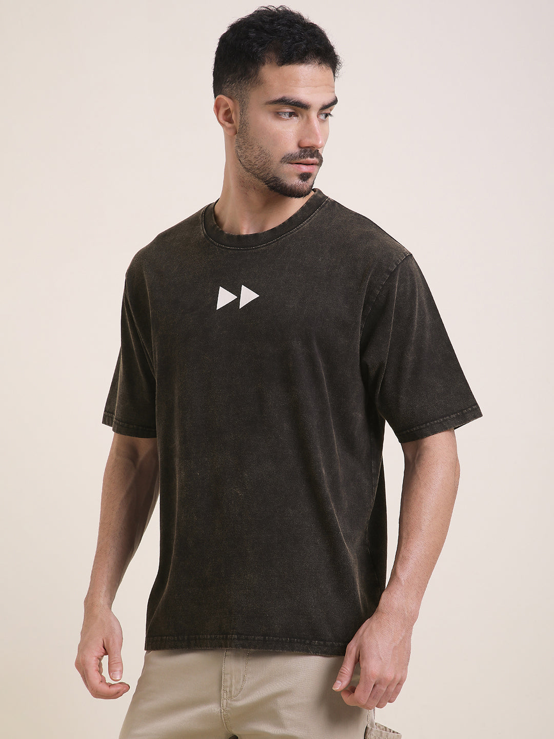 Mens Half Sleeve Round Neck Back Printed Oversized Fit Tshirts