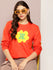Womens Full Sleeve Round Neck Printed Oversized Fit Tshirts