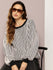 Women Long Sleeve Oversized Striped Sweatshirt