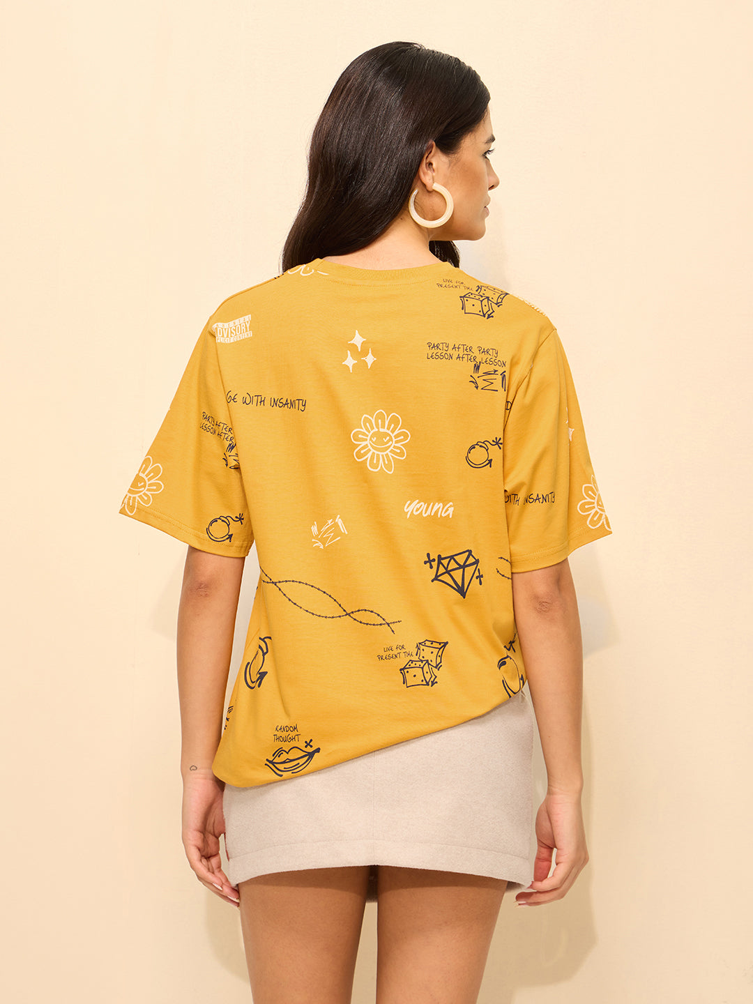 Womens Printed Oversized Cotton T-Shirt