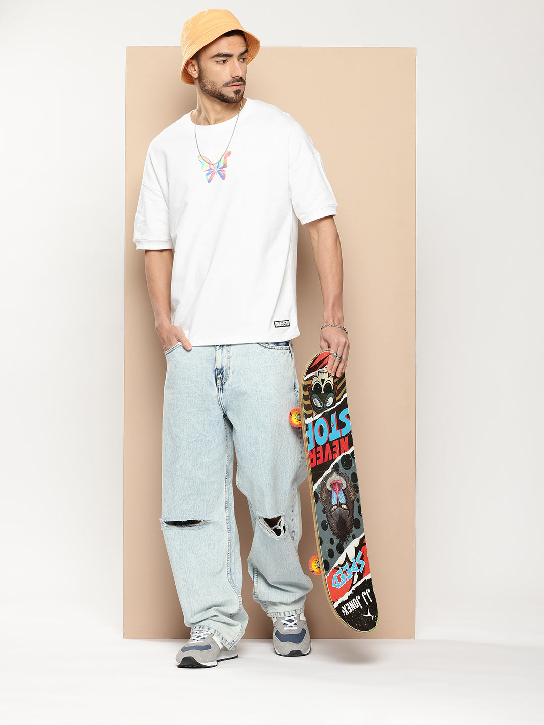 Mens Half Sleeve Round Neck Back Printed Oversized Fit Tshirts