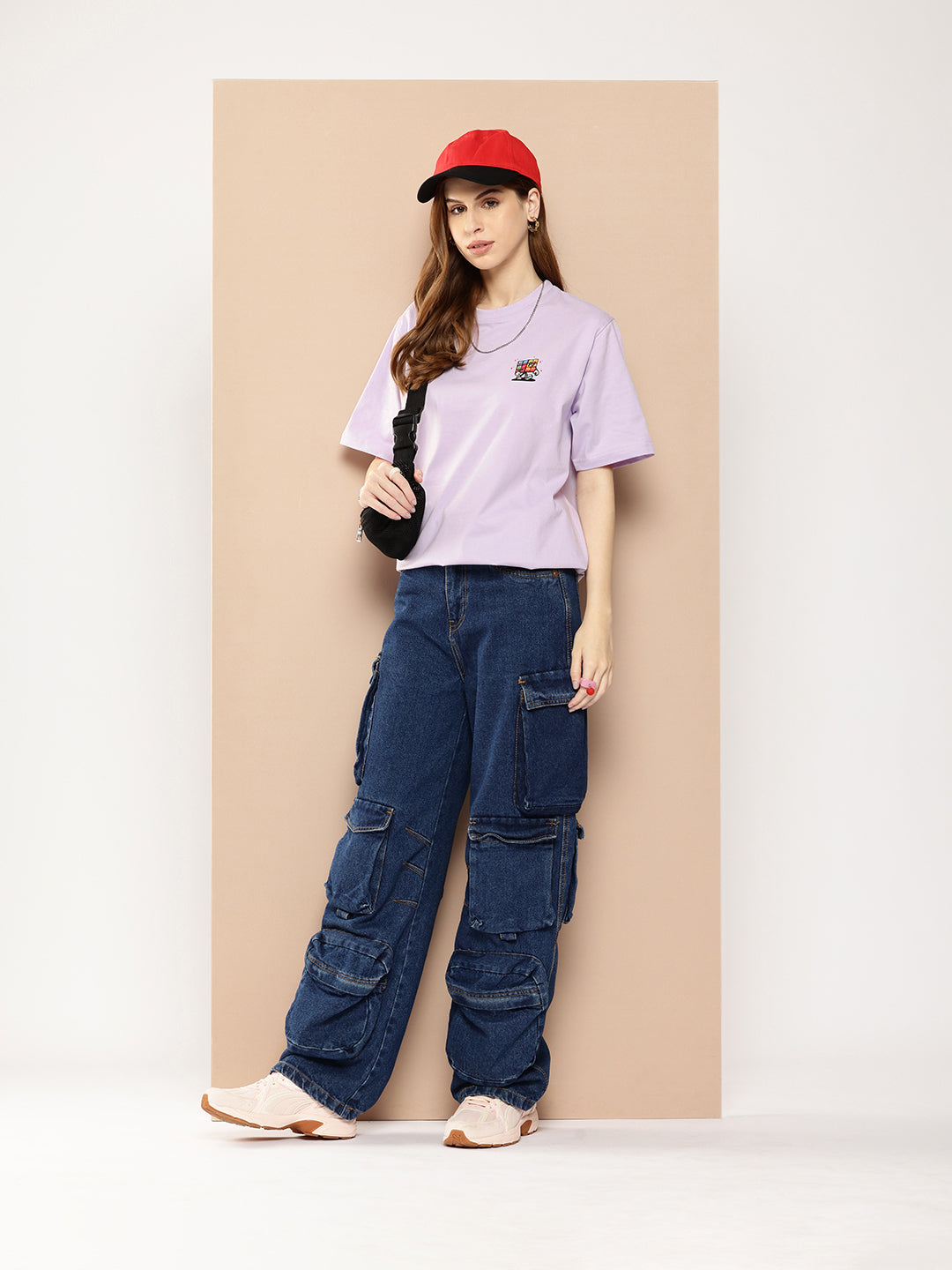 Womens Half Sleeve Round Neck Back Printed Oversized Fit Tshirts