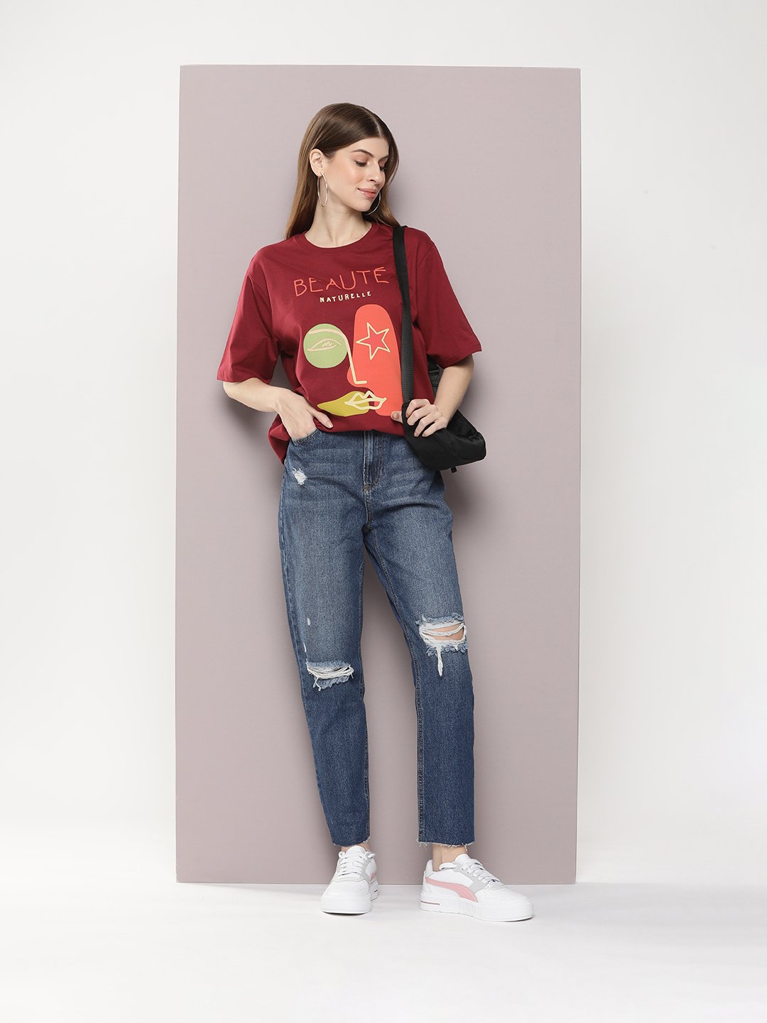 Womens Half Sleeve Round Neck Oversized Fit T-Shirts