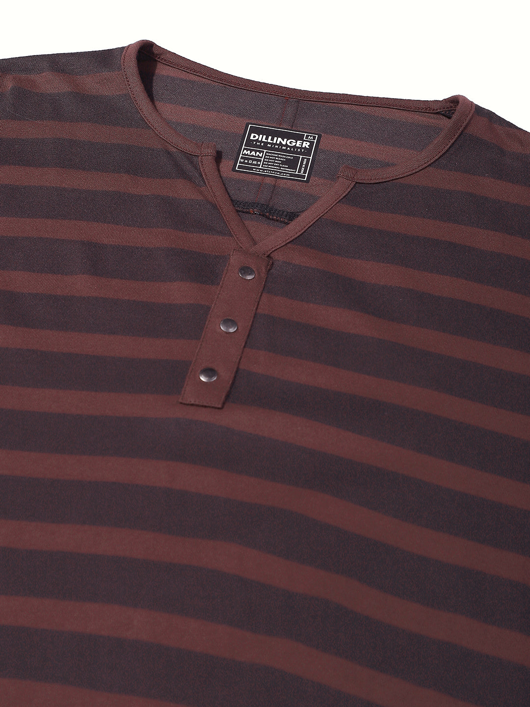 Mens Full Sleeve Henley Neck Striped Regular Fit Tshirts
