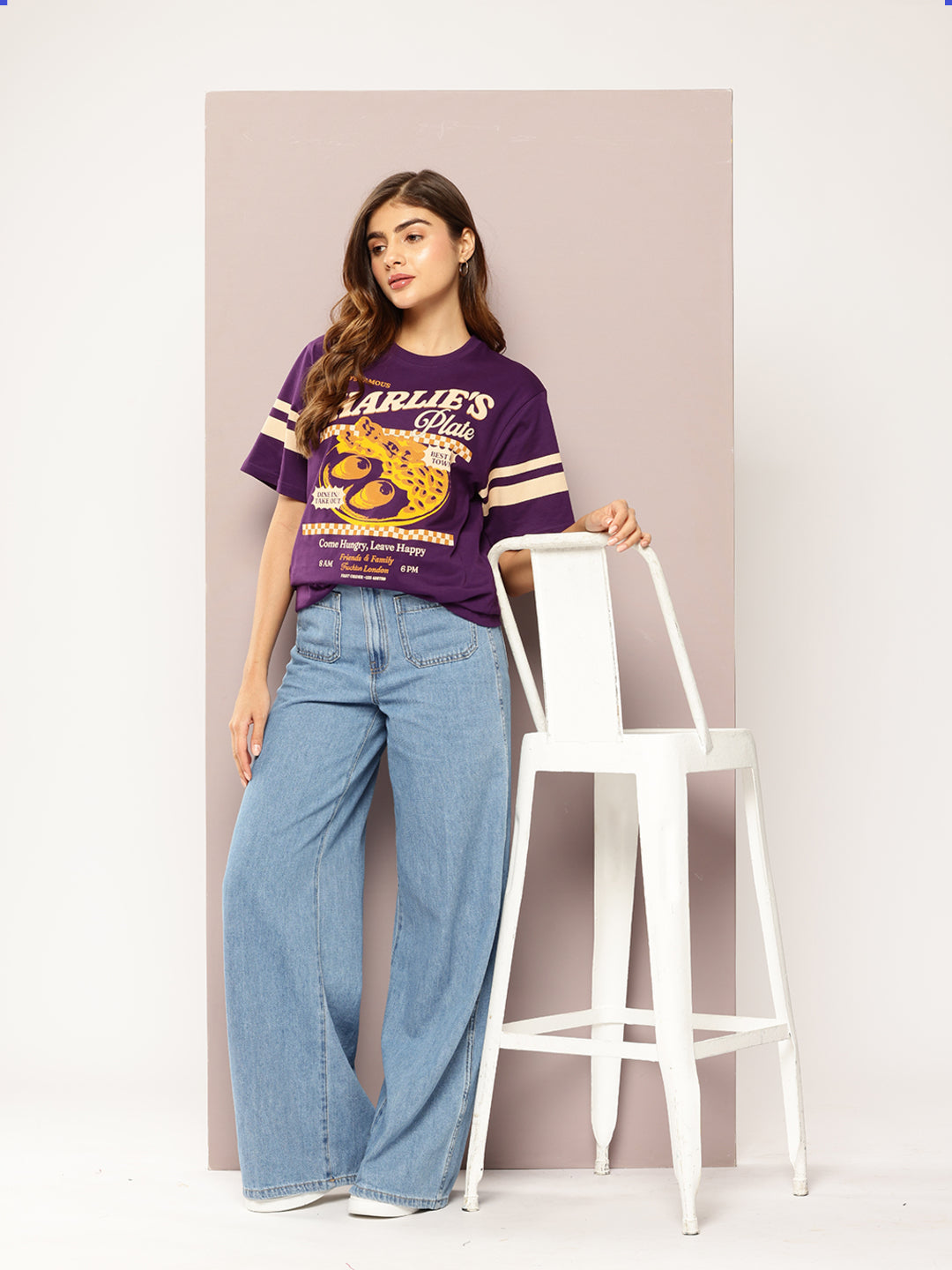 Womens Short Sleeve Printed Oversized Fit Tshirt