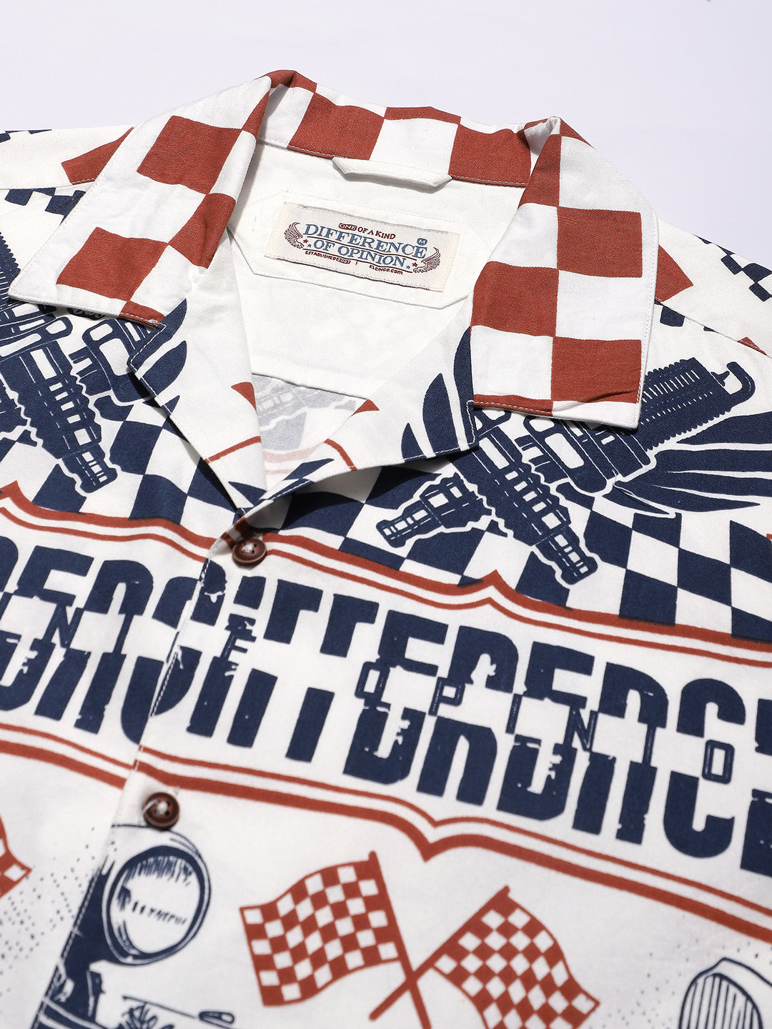 Men Boxy Regular Short Sleeve Printed White Shirt