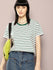 Womens Half Sleeve Round Neck Striped Boxy Fit Tshirts