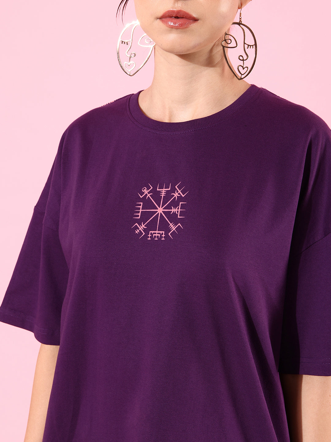 Womens Half Sleeve Drop Shoulder Printed Oversized Fit T-Shirts