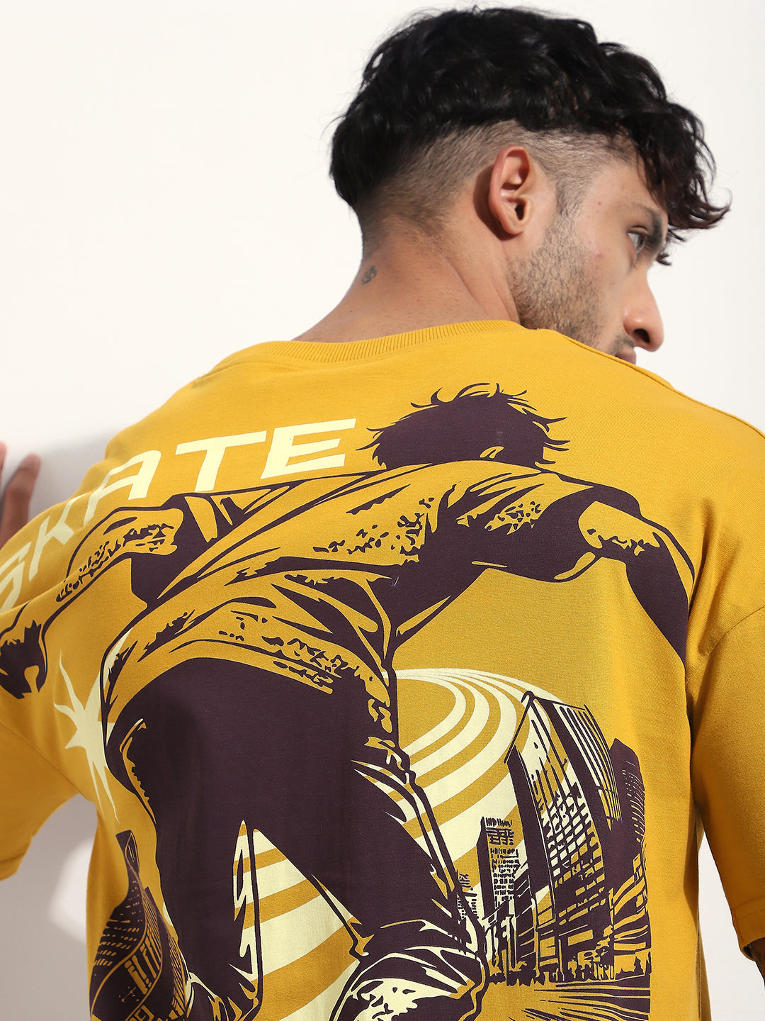 Mens Half Sleeve Drop Shoulder Printed Oversized Fit T-Shirts