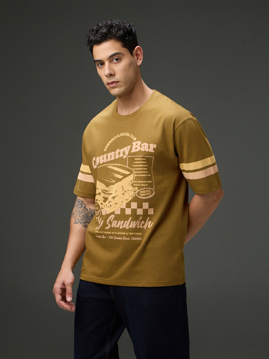 Mens Round Neck Half Sleeve Printed Oversized Fit Tshirt
