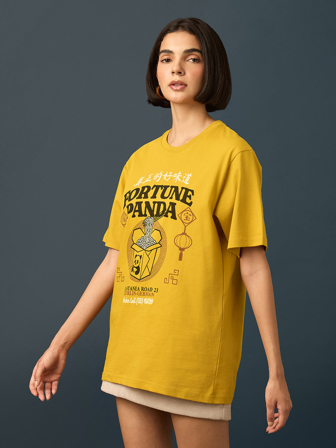 Womens Short Sleeve Printed Oversized Fit Tshirt 