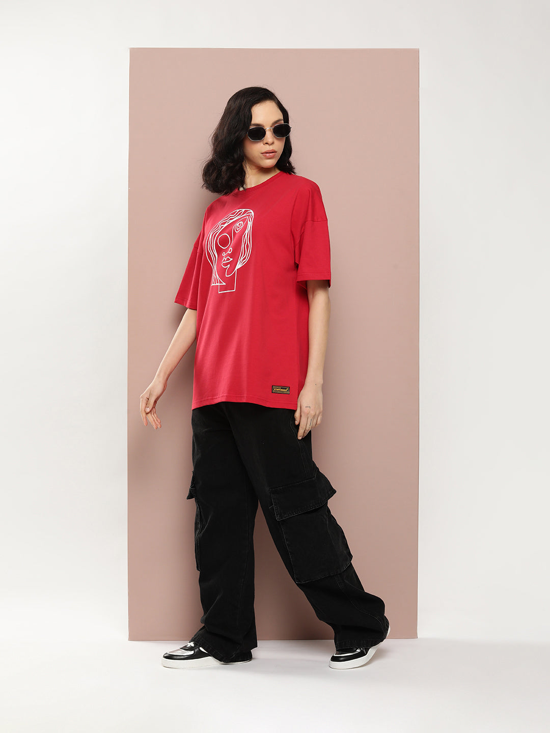 Womens Half Sleeve Drop Shoulder Printed Oversized Fit T-Shirts