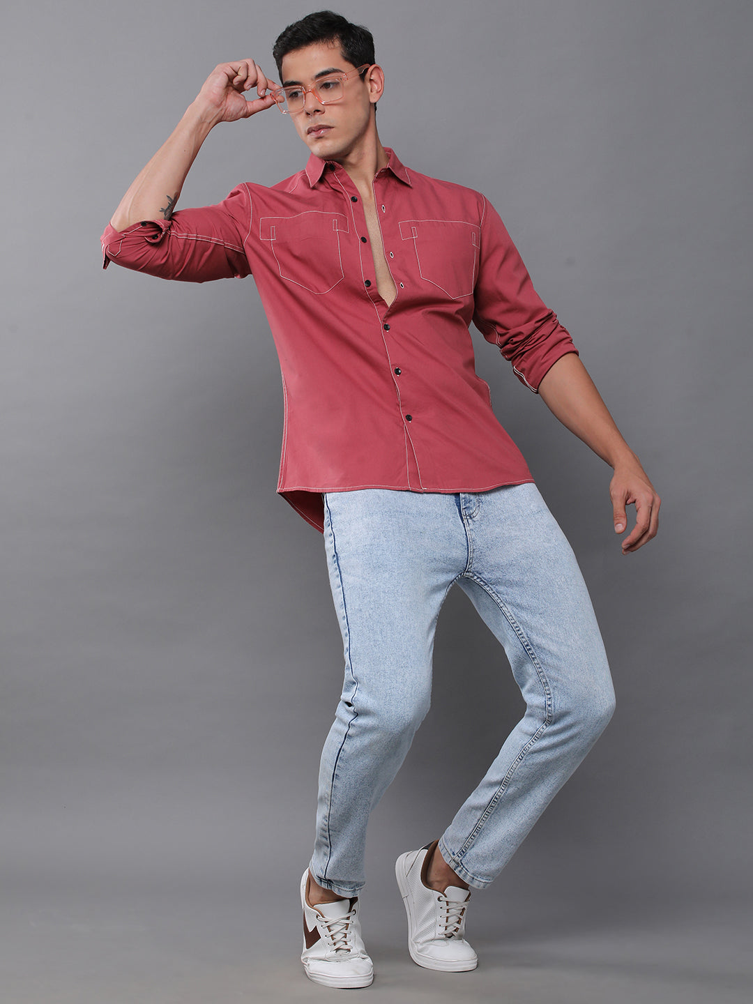 Men Plain Full Sleeve Casual Shirt With Pocket