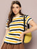 Womens Half Sleeve Round Neck All-Over Striped Regular Fit Tshirts