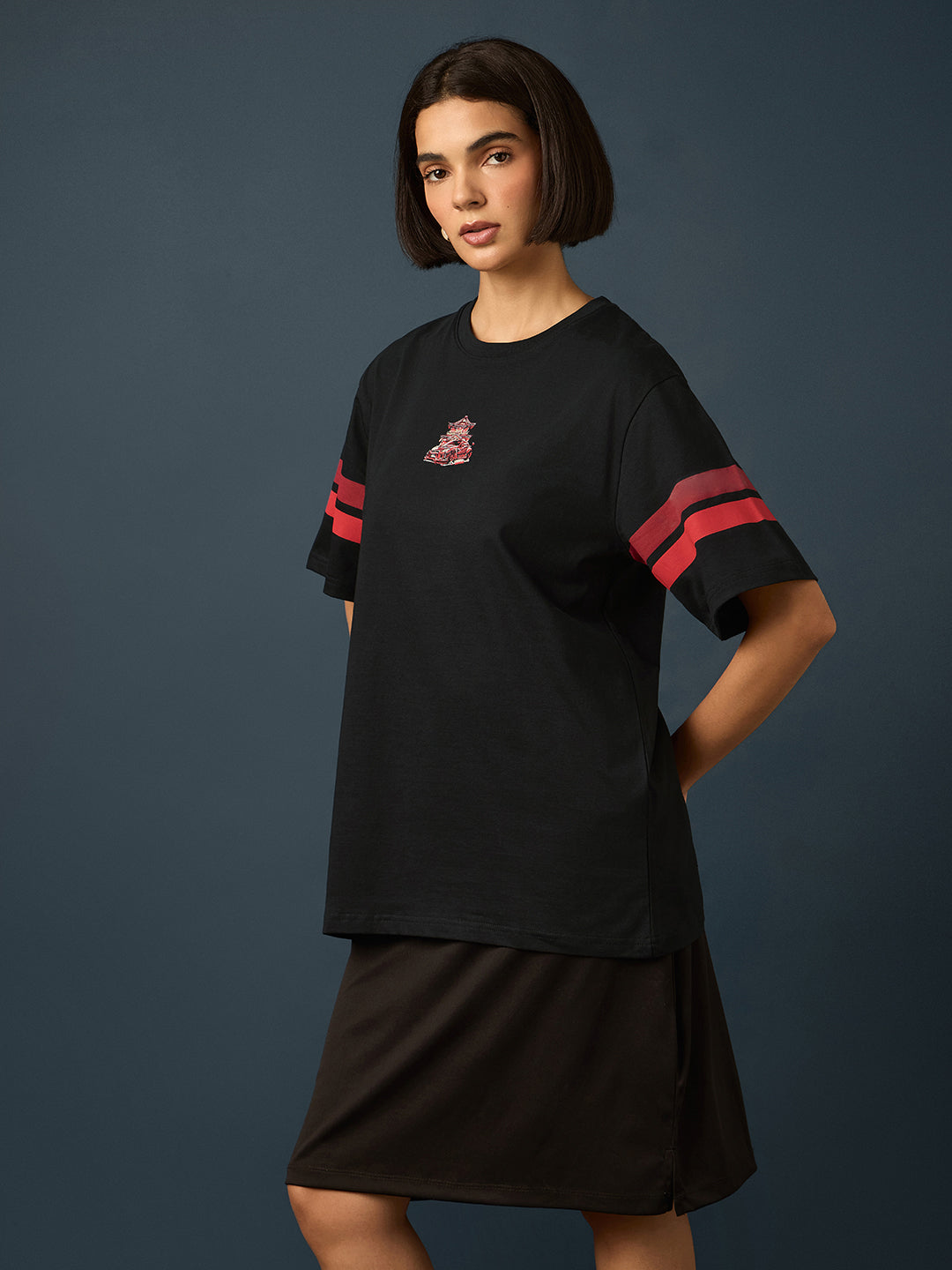 Womens Short Sleeve Printed Oversized Fit Tshirt 