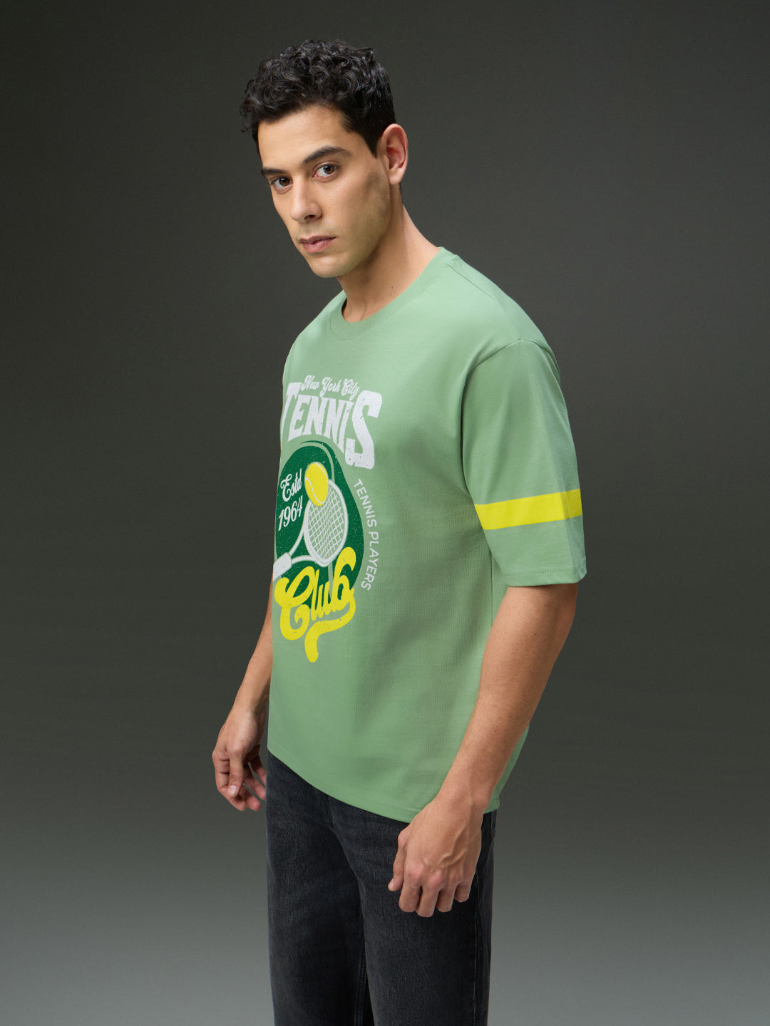 Mens Round Neck Half Sleeve Printed Oversized Fit Tshirt