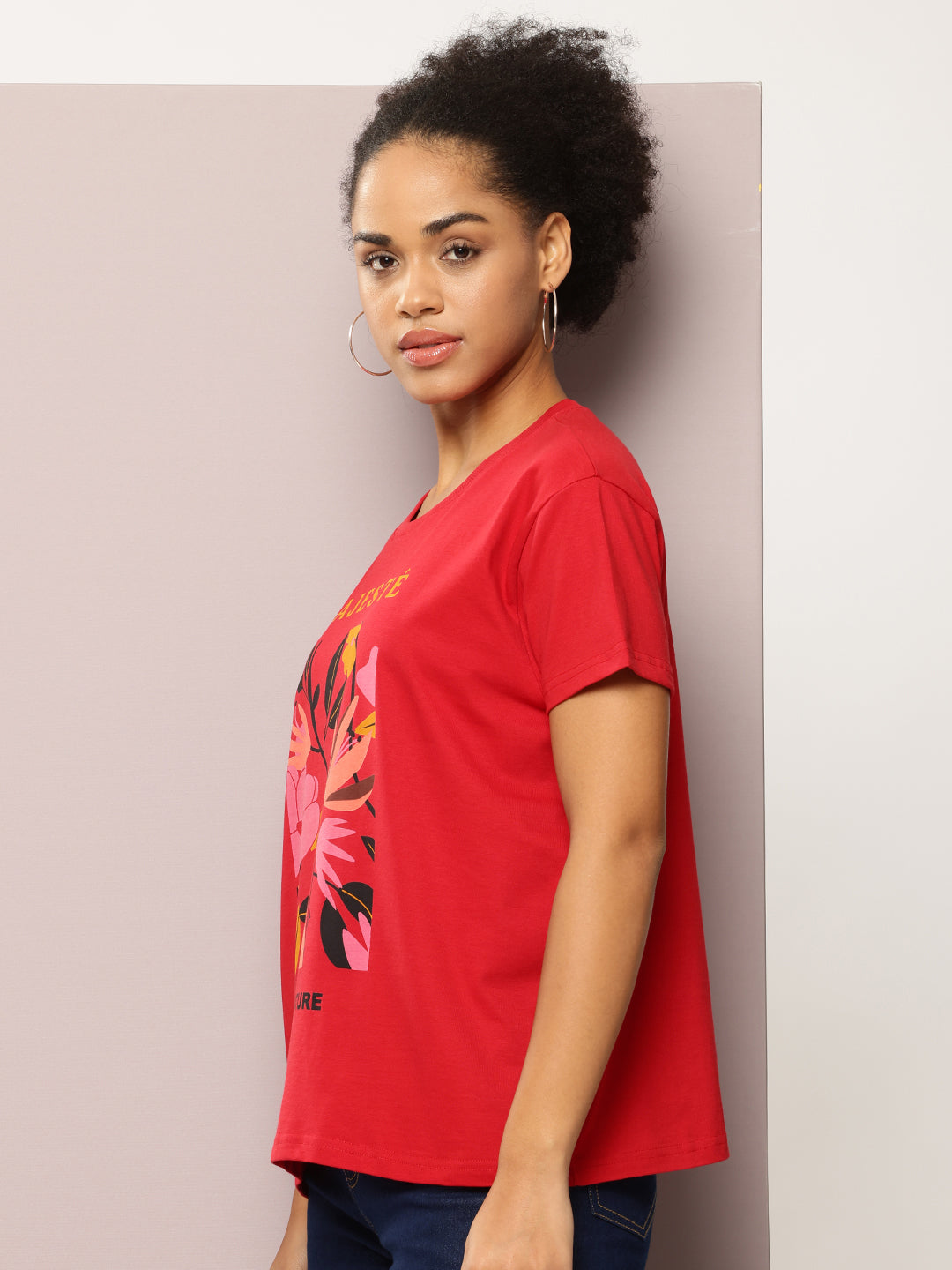 Womens Short Sleeve Round Neck Boxy Fit T-Shirt