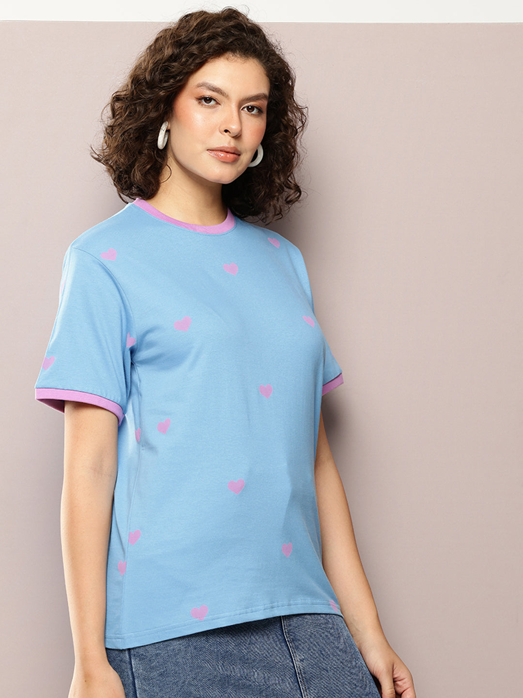 Womens Half Sleeve Round Neck Printed Oversized Fit Tshirts