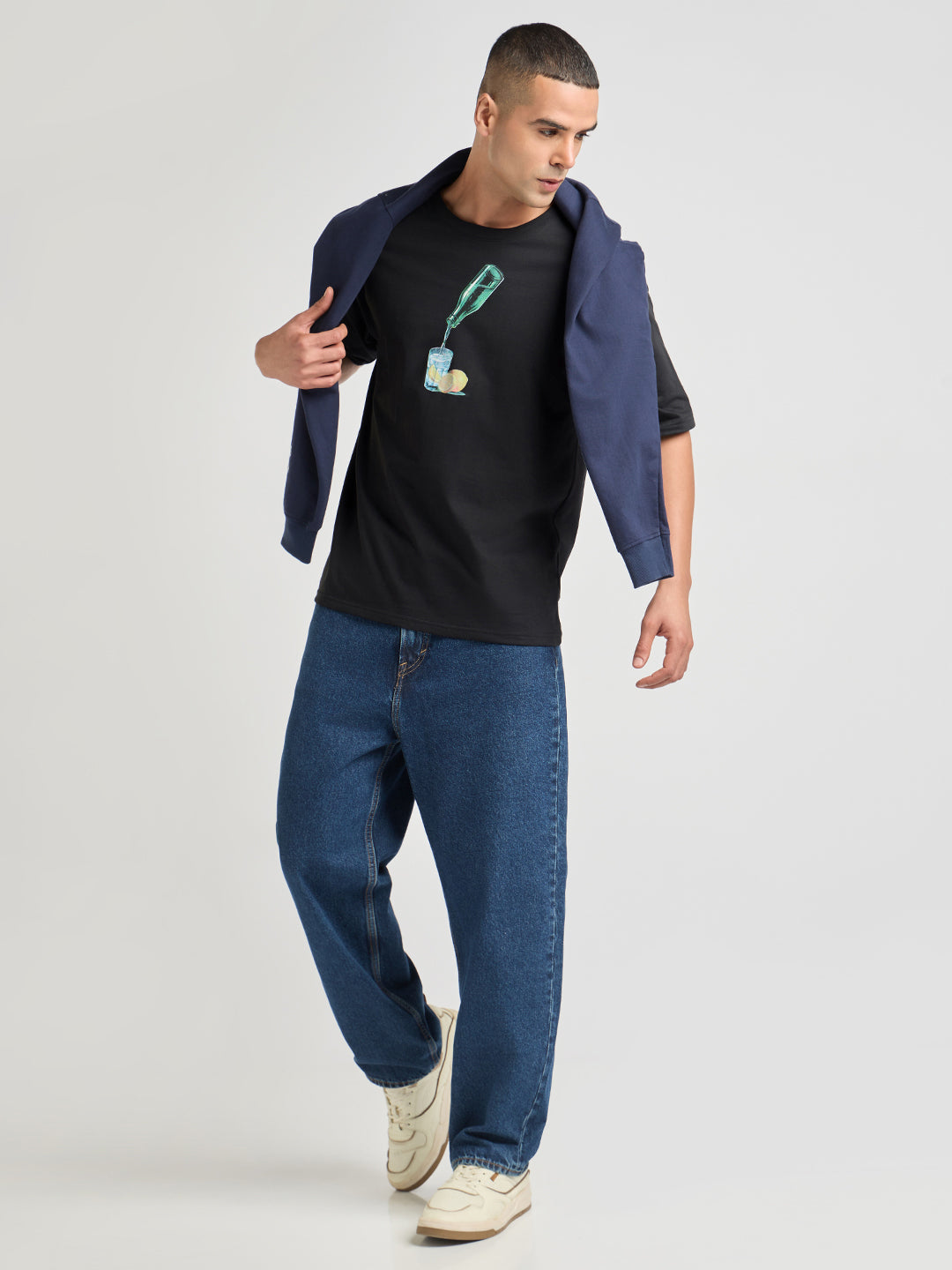 Mens Printed Oversized Cotton Round Neck Tshirt