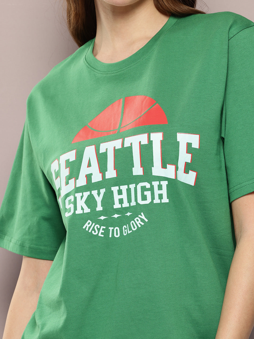 Womens Half Sleeve Round Neck Printed Oversized Fit Tshirts
