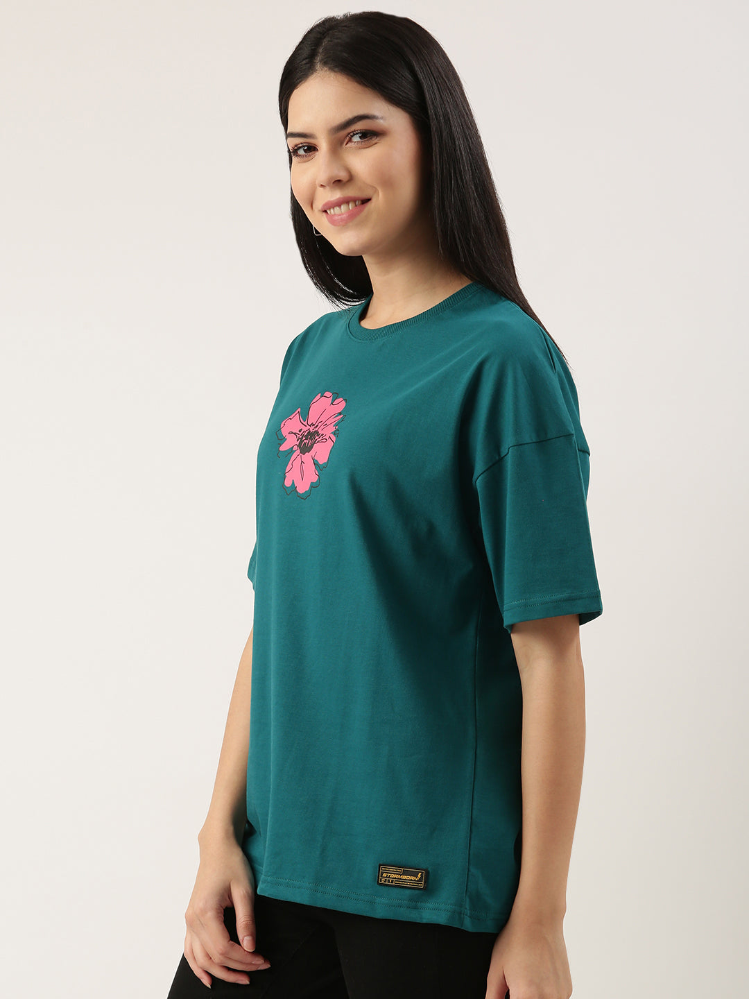 Womens Half Sleeve Drop Shoulder Printed Oversized Fit T-Shirts
