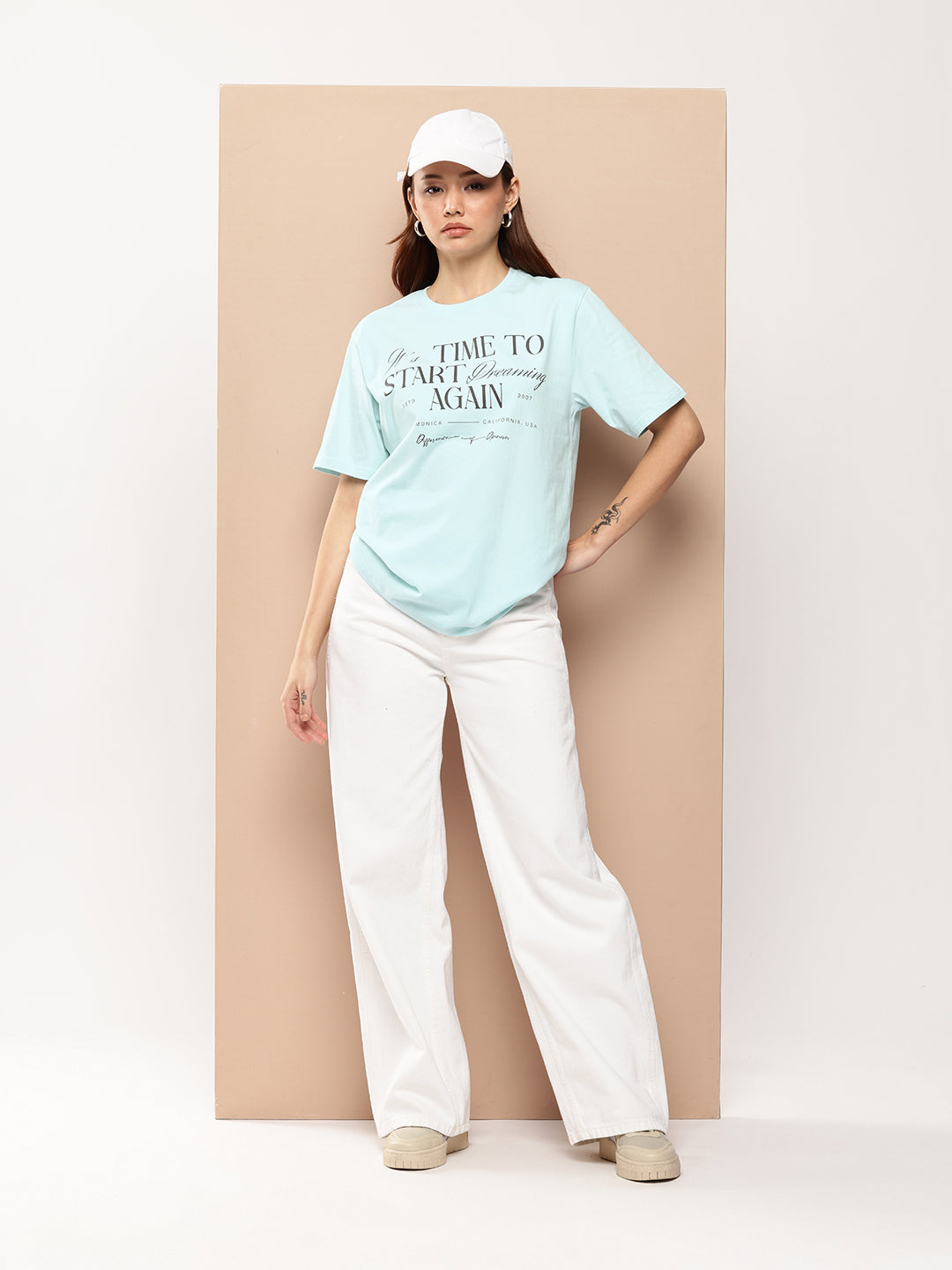 Womens Half Sleeve Round Neck Printed Oversized Fit Tshirts
