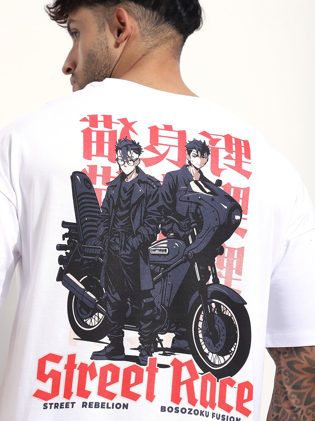 Mens Half Sleeve Drop Shoulder Printed Oversized Fit T-Shirts