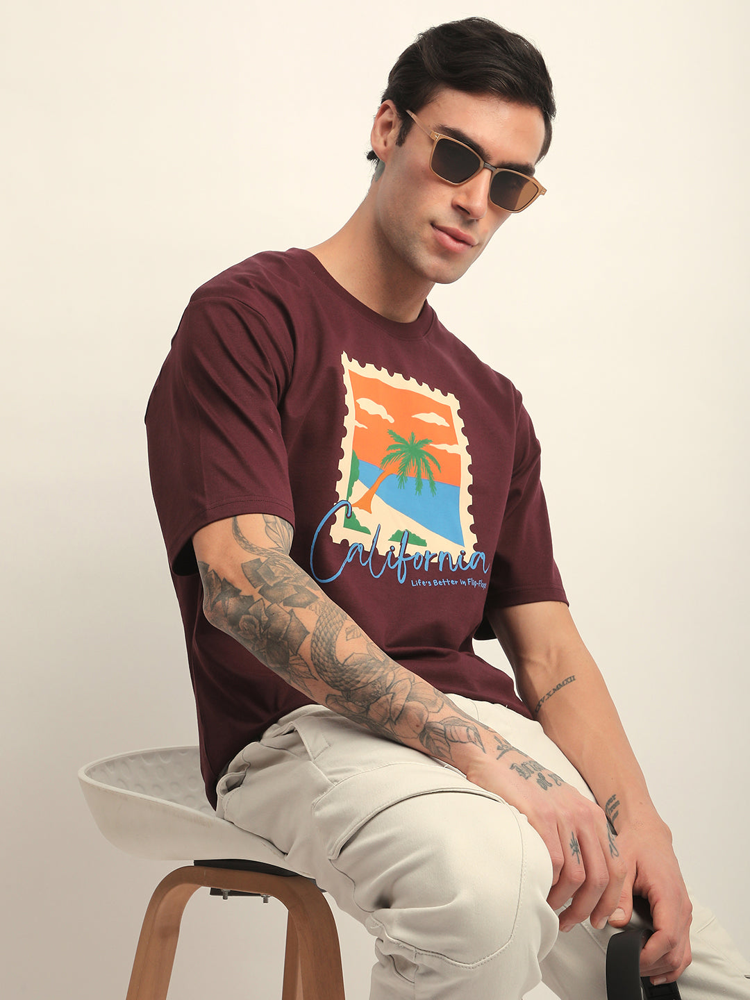 Mens Half Sleeve Round Neck Printed Oversized Fit Tshirts