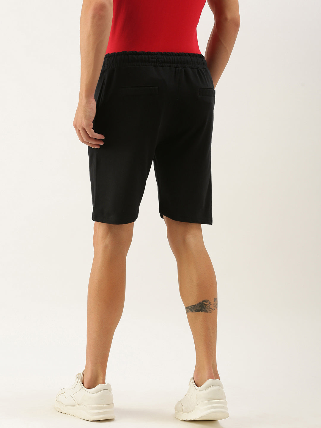 Men Black Brand Logo Printed Mid-Rise Regular Shorts